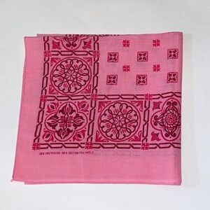 Vintage 50% Polyester 50% Cotton RN 1419 3 Vibrant Pink Patterned Bandana